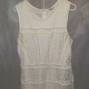 Knee length white lace detail dress Cato size 18w